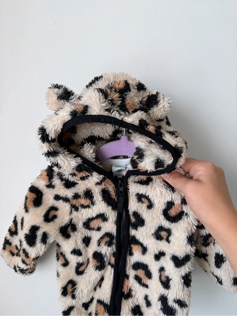 Toddler Leopard Print Faux-Fur Hooded Jacket - Beige/Black